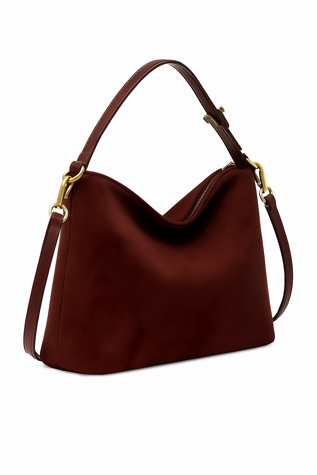 Luneva Élégance – Klassische Schultertasche aus Wildlederoptik